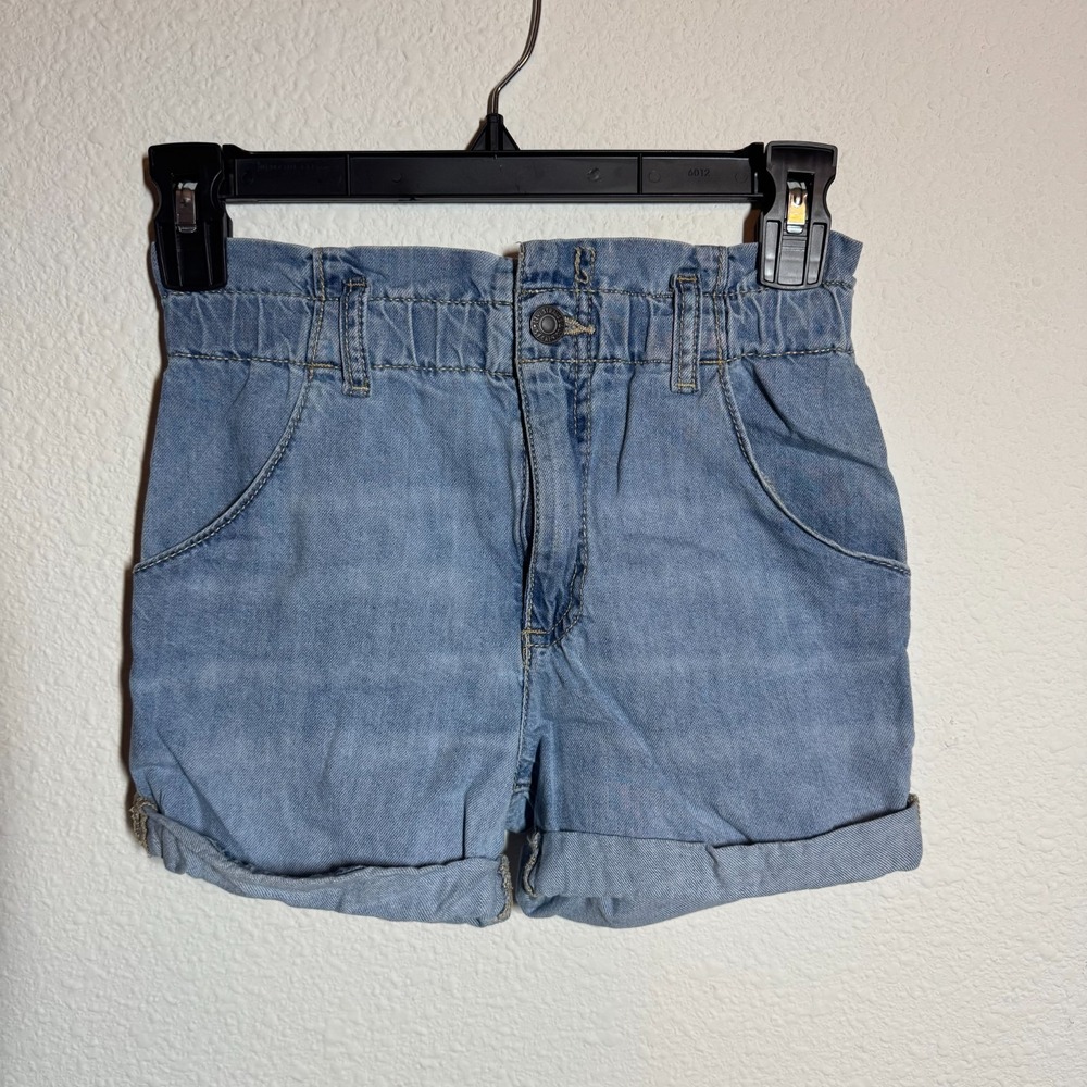 Levi's Cuffed Shorts Girls 23 Blue Light Wash Denim Cotton‎ Elastic High Waist